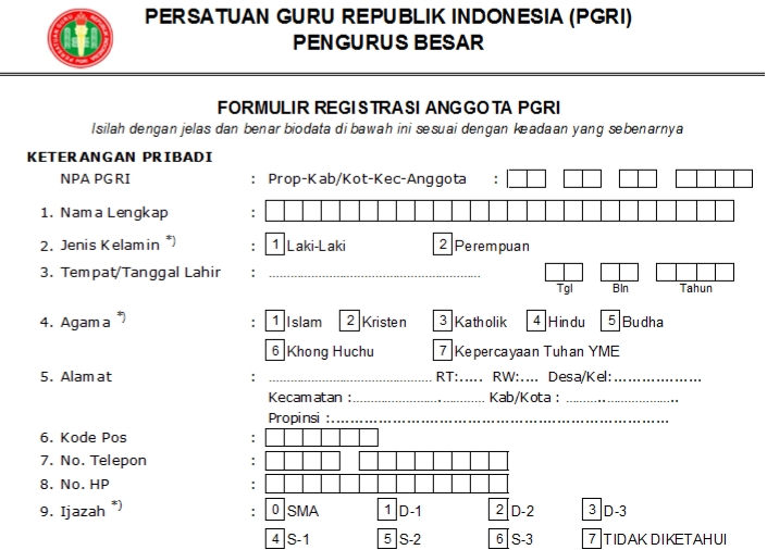 Pendaftaran PGRI Bengkulu - Persatuan Guru Republik Indonesia Cabang Kabupaten Bengkulu